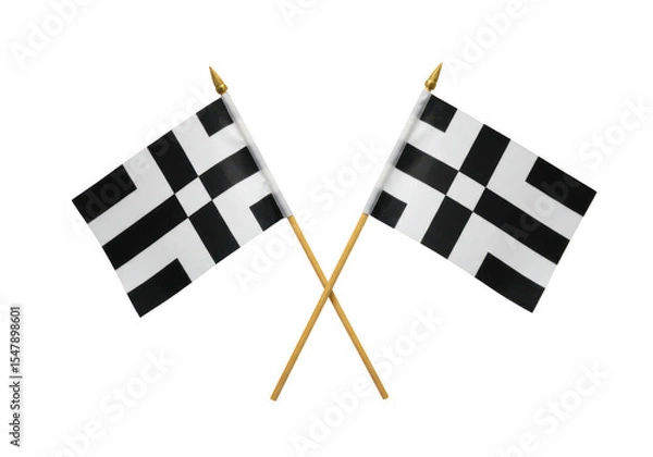 Obraz Checkered flags racing finish line victory celebration concept on transparent background