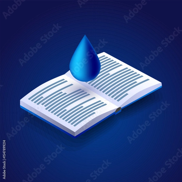 Obraz Open book with water drop and green sprout