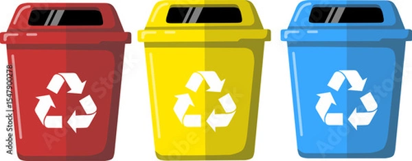 Obraz Colorful Recycle Bins Vector Illustration