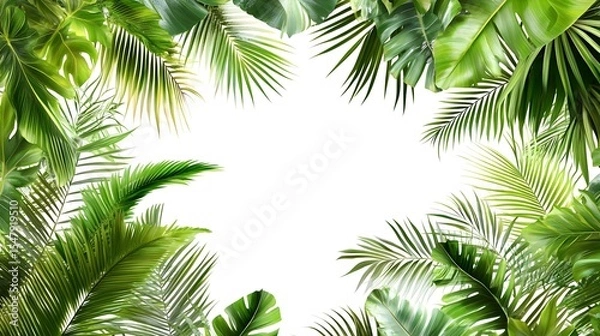 Fototapeta Tropical leaves, Palm leaves, Monstera leaves, Tropical Leaves Frame