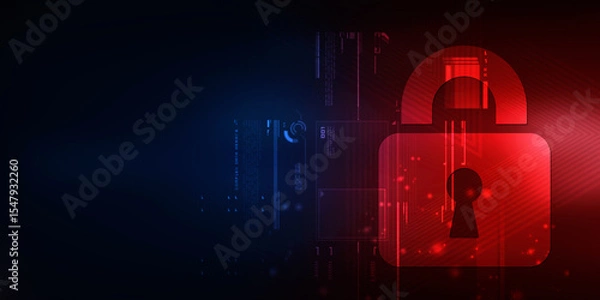 Fototapeta 2d illustration Safety concept: Closed Padlock on digital background
