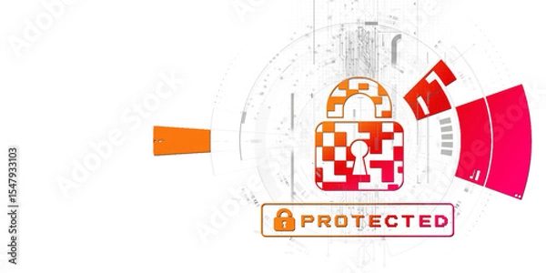 Fototapeta 2d illustration Safety concept: Closed Padlock on digital background