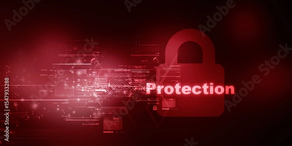 Fototapeta 2d illustration Safety concept: Closed Padlock on digital background
