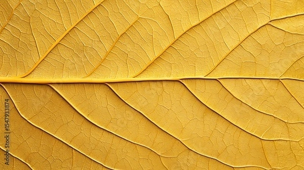 Obraz Close-up of a yellow leaf showing detailed veins and texture, highlighting natural patterns and autumn colors.