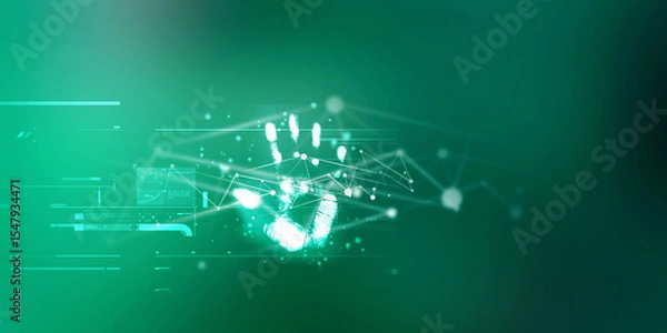 Fototapeta 2d Illustration Fingerprint Scanning Technology Concept 