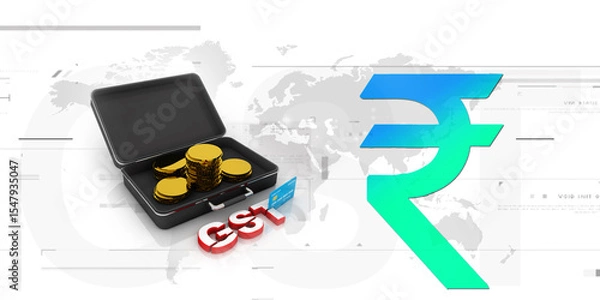 Fototapeta 3d rendering Gold coins in briefcase near debit card