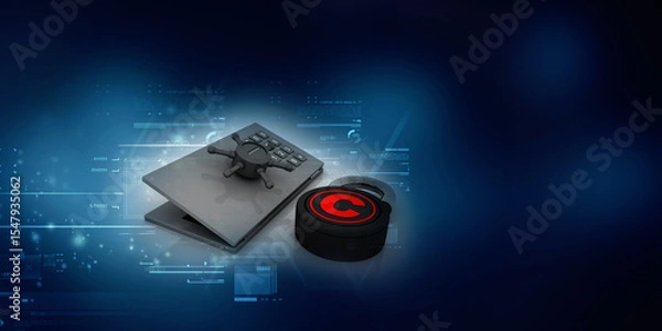 Fototapeta 
3d illustration copyright symbol concept with locker