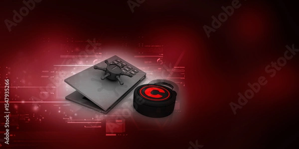 Fototapeta 
3d illustration copyright symbol concept with locker