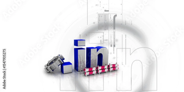 Fototapeta 3d rendering dot IN with gear