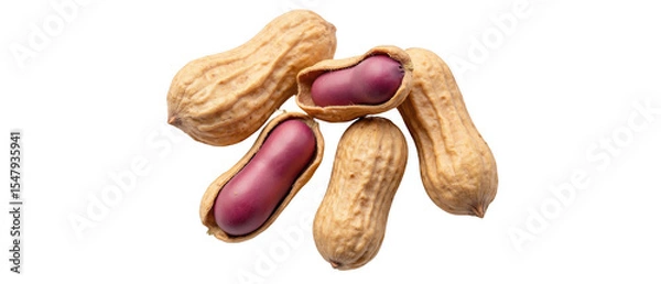 Fototapeta Fresh peanuts in shells, showcasing their unique texture and color, evoke sense of natural goodness and healthy snacking