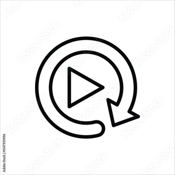 Fototapeta Replay icon. Replay video button symbol. Repeat icon. Replay video button icon Isolated on white background.