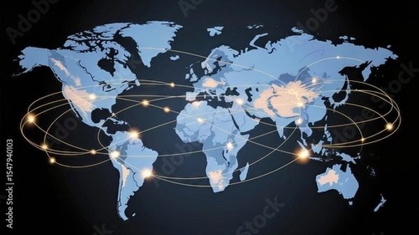 Fototapeta Global Connectivity Mapping International Networking Digital World Infographic Representation Modern Technology Aerial View Visualization