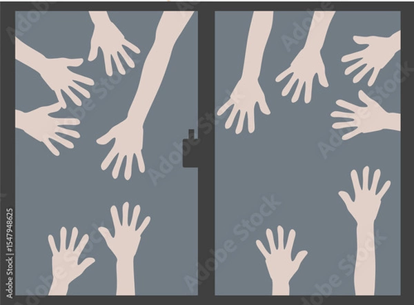 Fototapeta 心霊のグラフィック素材イラスト(窓・手)