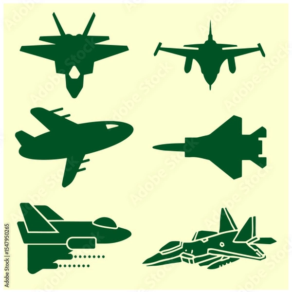 Fototapeta Fighter Jet Vector Set 3