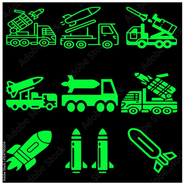 Fototapeta War Missile Launcher Vector Set 2
