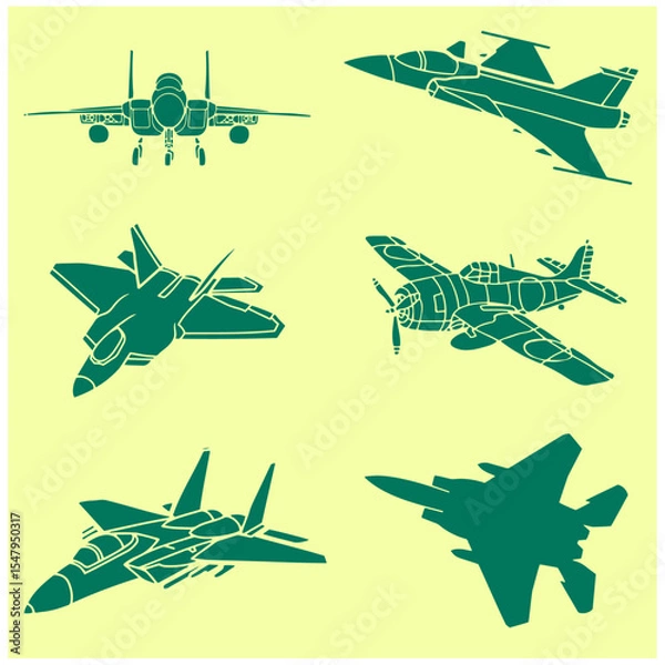 Fototapeta Fighter Jet Vector Set