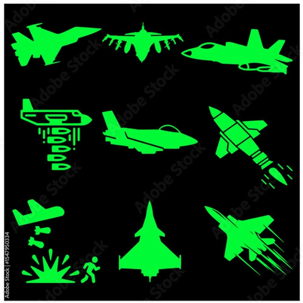 Fototapeta Fighter Jet Vector Set 6