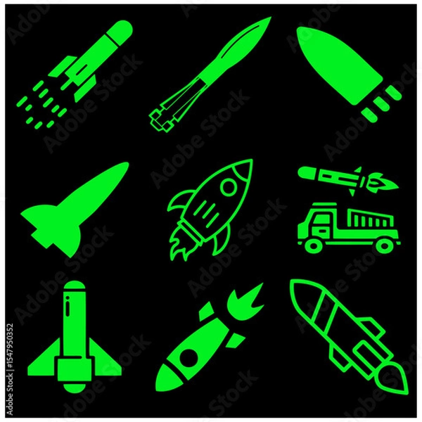 Fototapeta War Missile Vector Set 1