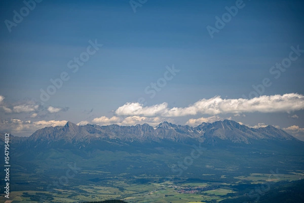 Fototapeta Panorama of the Tatra Mountains from Krivan to Slavkovsky seen from the Mount Dumbier /2043 m asl/ in the Low Tatras, Slovakia.