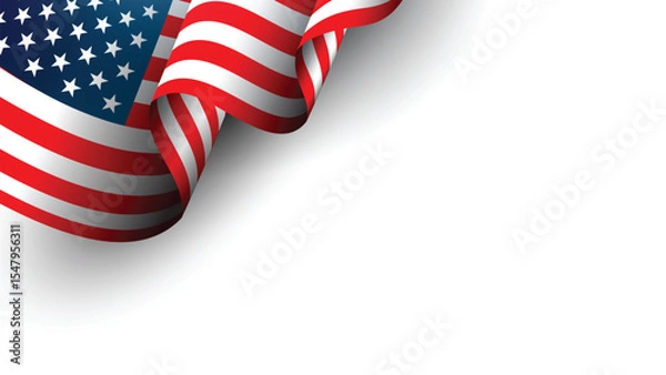 Fototapeta American flag waving, corner design, red, white, and blue, patriotic, nationalistic, independence day, memorial day, vector illustration, graphic design element,