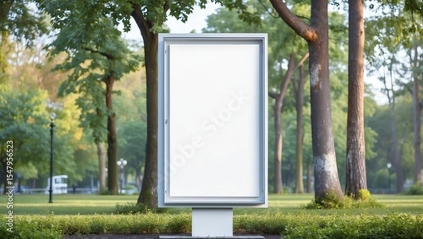 Fototapeta daybill with empty white blank place in city park mock-up