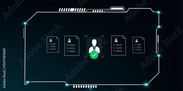 Fototapeta Human Resource Innovation with High-Tech Dashboard, AI Candidate Profiling, and Smart Recruitment 