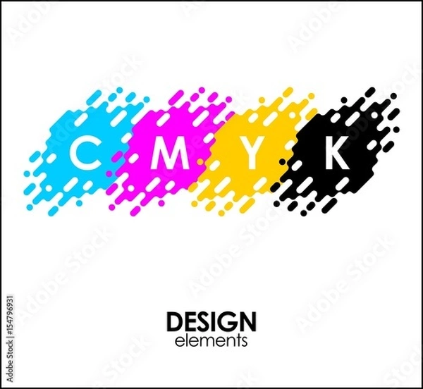 Obraz Print CMYK halftone dots design abstract elements