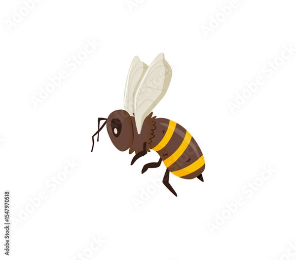 Obraz Bee flying icon. Bee isolated on the white background. Queen Honey Bee Design Template. Insect