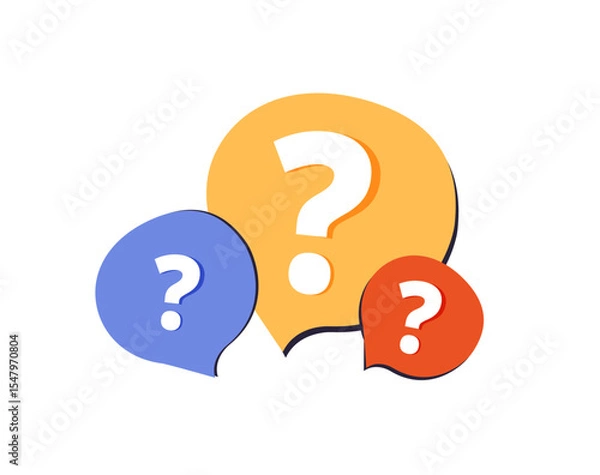 Fototapeta Question speaking bubbles vector illustration, FAQ , Frequently asked questions concept, asked questions and answers