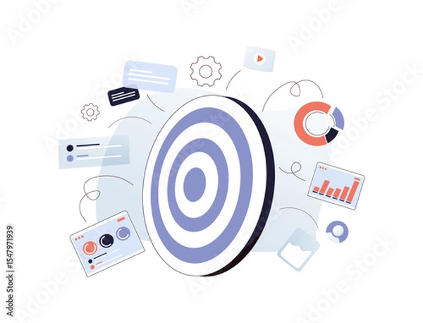 Obraz Digital Marketing Target Audience illustration. Setting important goals, Action plan or objective that inspires