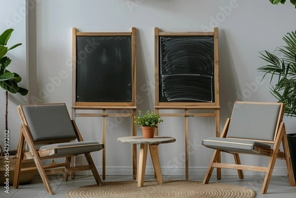 Fototapeta Ultra Hd Visual of Two Blackboards and a Flip Chart Mockup