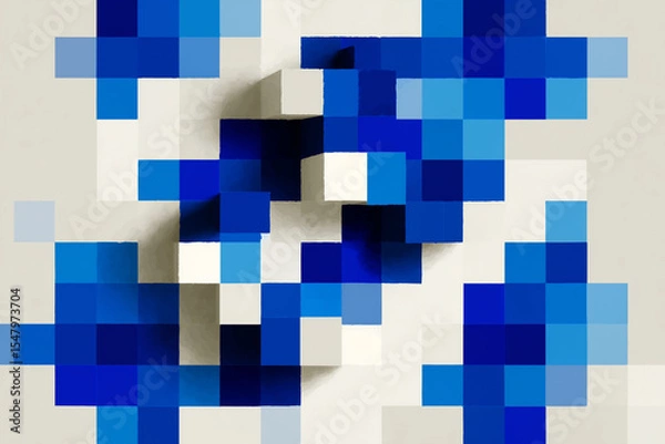 Obraz  Bold Minimalist Pixel Block Abstract Design