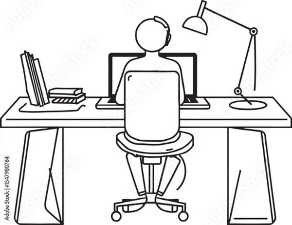 Obraz People working at desks on laptops in an office setting