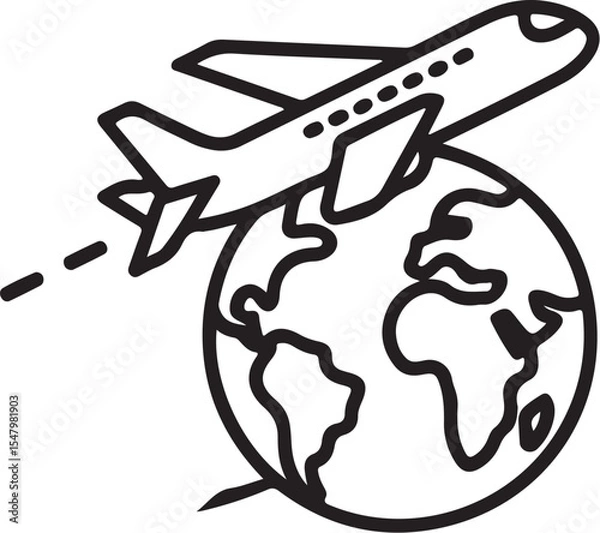 Obraz World War II earth and airplane illustration vector symbol design icon black hand silhouette