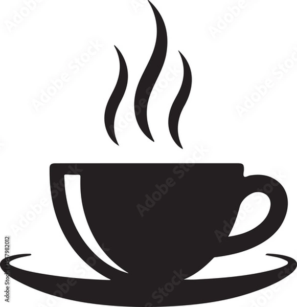 Obraz Hot espresso mug icon, a steaming morning coffee drink vector