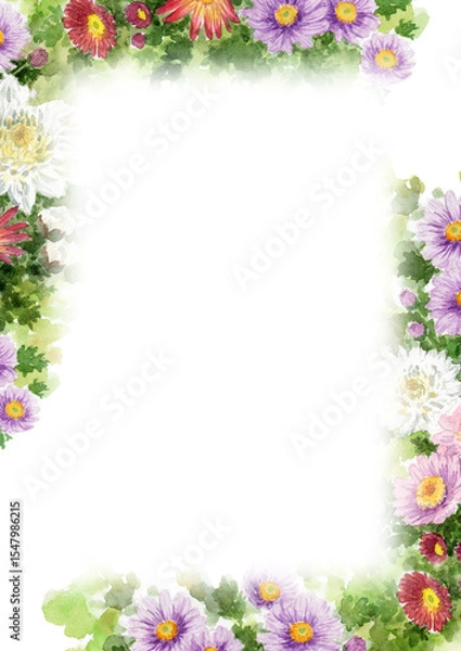 Obraz 水彩で描いたいろいろな小菊のフレーム素材