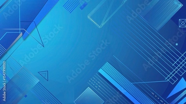 Fototapeta Blue technology background with geometric lines and shapes. Modern vector illustration for business presentation, banner, or poster design.