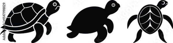 Obraz turtle vector silhouette and black and white color art and Illustration
