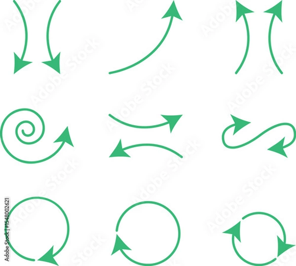 Fototapeta Arrows set black icons. Arrow icon. Arrow vector collection. Doddle arrow set, collection of arrows. Collection different arrows sign. Black vector arrows icons