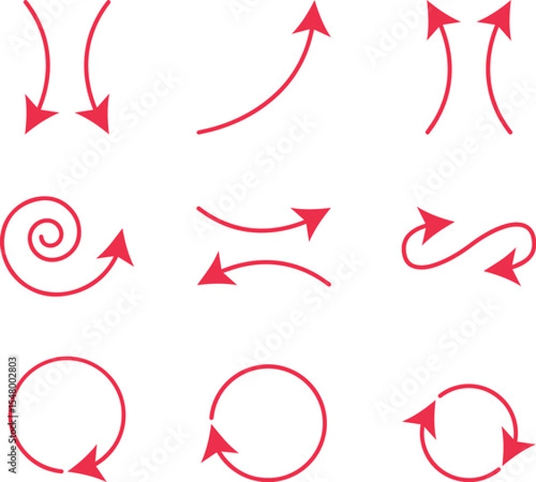 Fototapeta Arrows set black icons. Arrow icon. Arrow vector collection. Doddle arrow set, collection of arrows. Collection different arrows sign. Black vector arrows icons