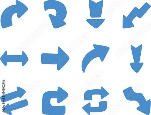 Fototapeta Arrows set black icons. Arrow icon. Arrow vector collection. Doddle arrow set, collection of arrows. Collection different arrows sign. Black vector arrows icons