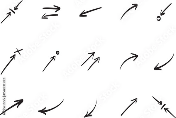 Fototapeta Arrows set black icons. Arrow icon. Arrow vector collection. Doddle arrow set, collection of arrows. Collection different arrows sign. Black vector arrows icons