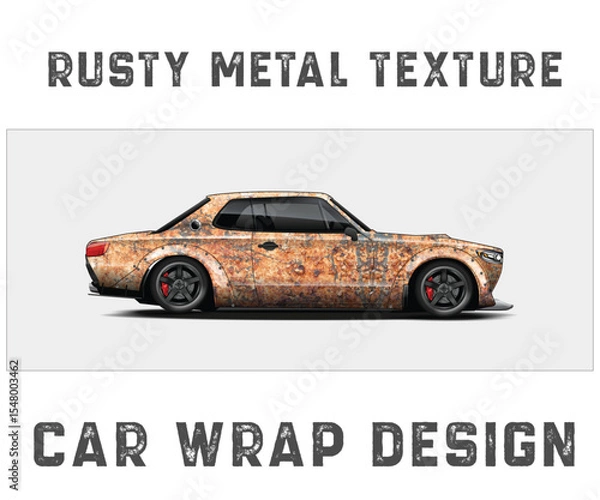 Fototapeta Rusty Metal Texture Car Wrap Design for a Classic Coupe