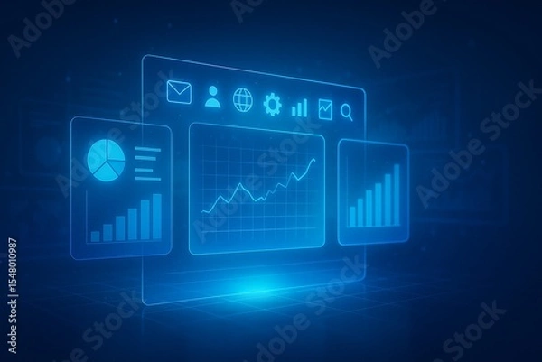 Fototapeta Futuristic Digital Finance Dashboard with Data Charts.