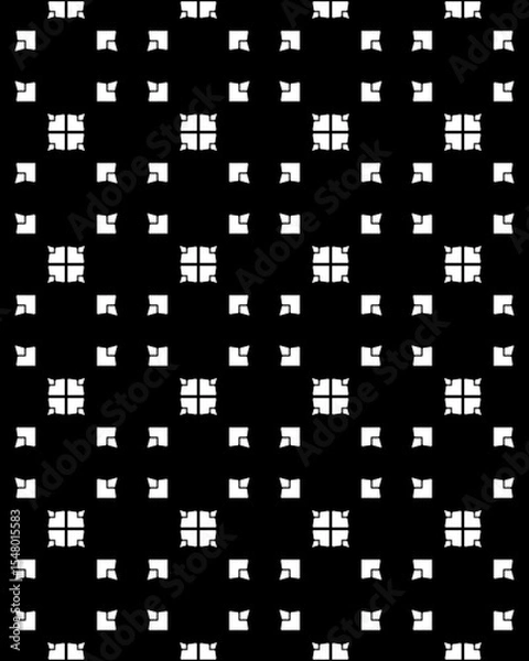 Obraz This design features a seamless pattern of white abstract shapes on a solid black background, perfect for textiles and graphics