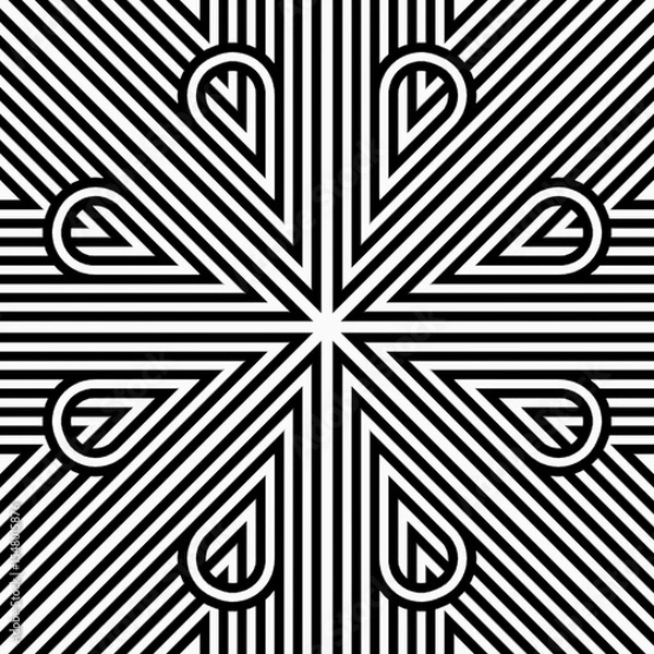 Obraz Intricate design showcases alternating lines and heart shapes creating a visually captivating pattern filled with contrast