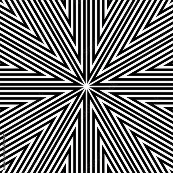 Obraz Intricate design features black and white lines converging at the center, creating a striking visual effect with depth and perspective