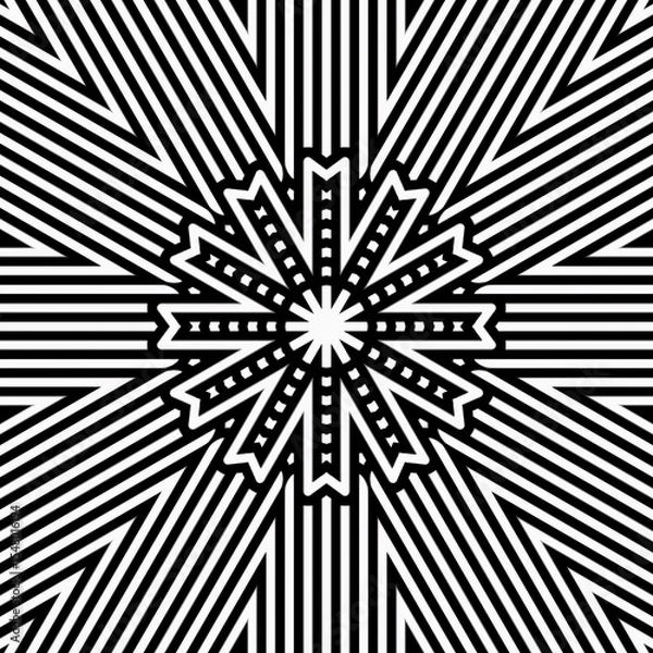 Fototapeta Complex design features a starburst shape radiating outwards with alternating lines, capturing attention with its bold contrast
