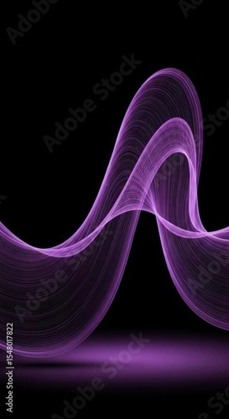 Obraz Abstract purple wave design against a stark black background with a shadow effect.