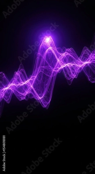 Obraz Abstract purple energy wave flowing across a dark background, emanating light.